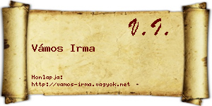Vámos Irma névjegykártya